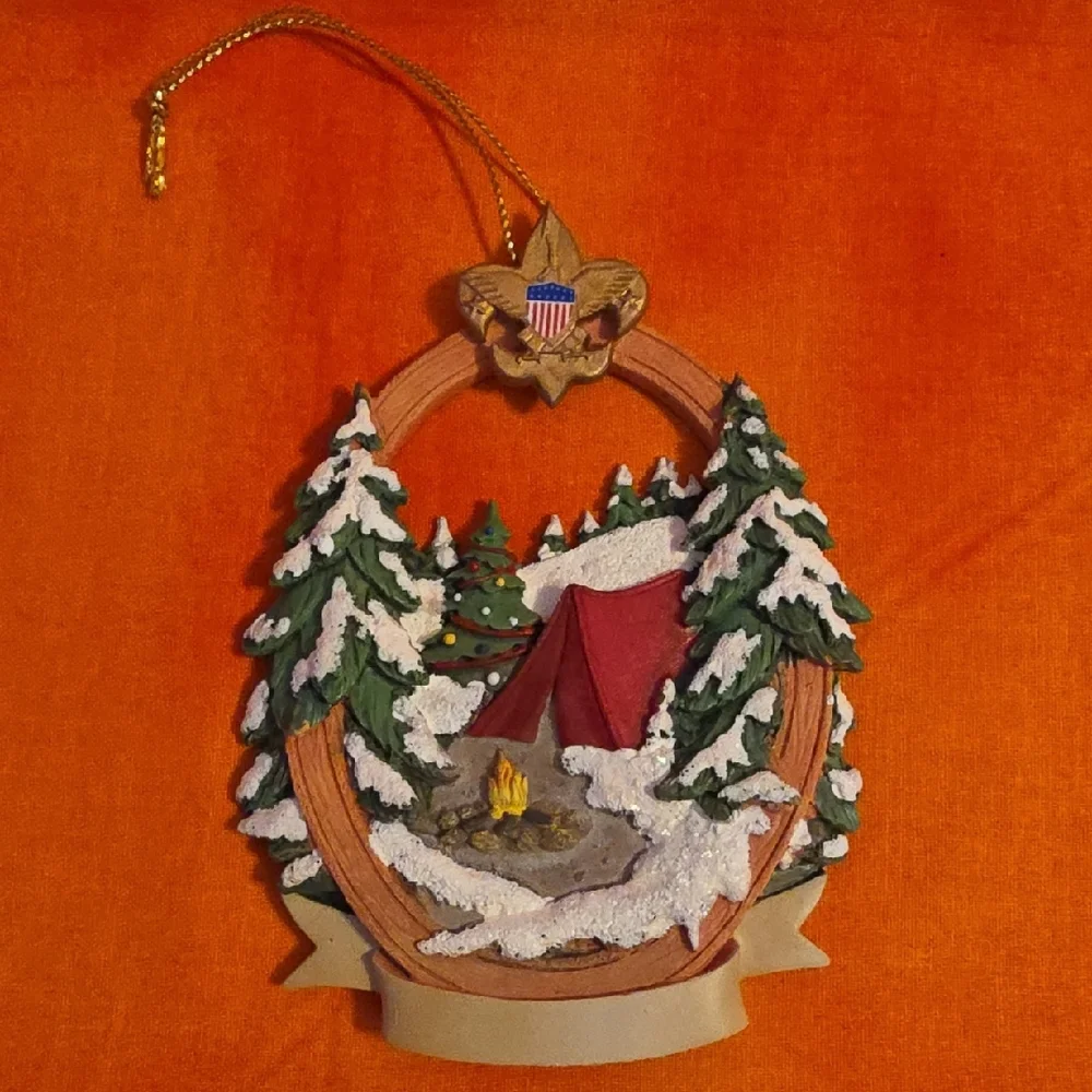 Boy Scouts of America Christmas Ornament Red Tent Green Trees